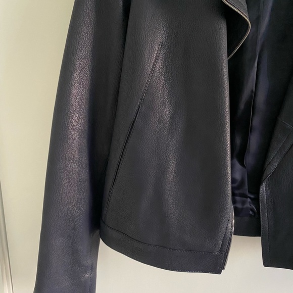 Massimo Dutti Blue Leather Jacket Size XS - Picture 7 of 13